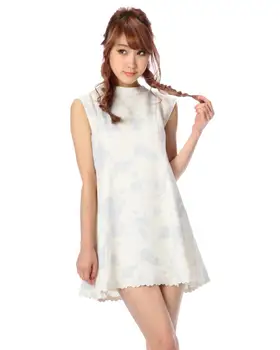 Japonsko li*lisa monochromatické jednoduchý lem výšivky luk pedicel vesta šaty jeden kus