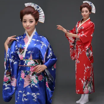 Japonské Kimono Šaty Žien Yukata Imitácia Hodvábu Japonské Tradičné Oblečenie Žien Župan Ázijské Národnej Oblečenie 18