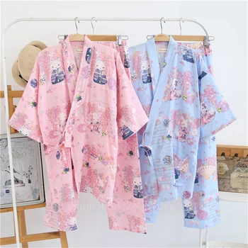 Japonské Tradičné Štýl Žena Pyžamo Sleepwear Tlač Cottom Kimono Yukata Milenca Domov Župan Nightgown Nosenie Vo Voľnom Čase
