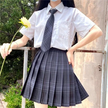 Japonské Ženy Jk Sukne Vysoký Pás Študentov Školy Jednotné Skladaný A-Line Mini Koberčeky Harajuku Preppy Sukne