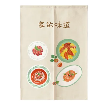Japonský Chutné Jedlo Tlač Dvere Závesy Norenovi Bielizeň, Bavlnená Tkanina Kuchyne Závesy Domáce Dekorácie Dverách Záves Na Mieru