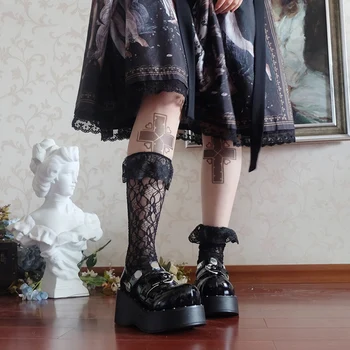 Japonský gotický tmavé punk lolita vintage topánky Mary Jane kolo hlavy dámske topánky Ploché Topánky Platformu kawaii topánky loli cosplay