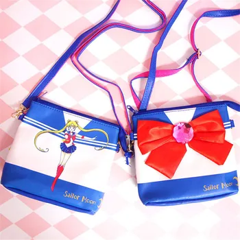 Japonský Hot Roztomilý Sailor Moon PU Messenger Taška Obrazovka Mobilného Telefónu Dizajnér Kabelka Dámy Malý Darček Taška