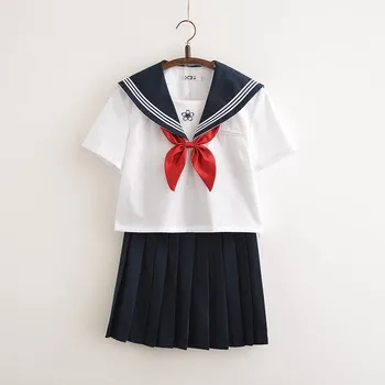 Japonský Jk Školskú Uniformu Pre Dievčatá Embroideried Krátkym Rukávom High School Ženy Novinka Námorník Obleky, Uniformy Cosplay Sady Xxl