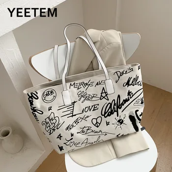 Japonský módny graffiti kabelky kabelky osobné plátené tašky cestovné uhlopriečka veľkú kapacitu taška cez rameno Bežné Tote bag