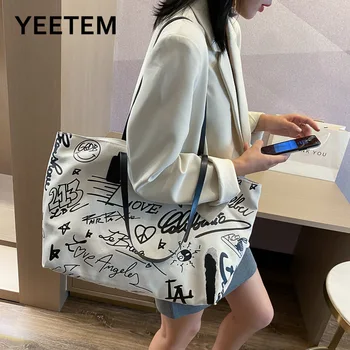 Japonský módny graffiti kabelky kabelky osobné plátené tašky cestovné uhlopriečka veľkú kapacitu taška cez rameno Bežné Tote bag