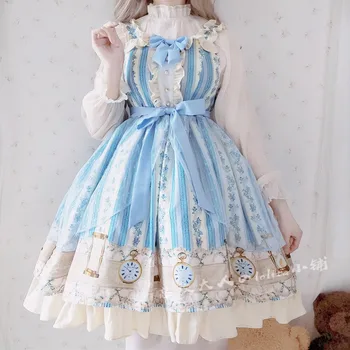 Japonský sladké lolita šaty vintage čipky bowknot roztomilý tlač viktoriánskej šaty kawaii dievča gothic lolita jsk/op princezná loli