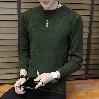 Jarné a jesenné kolo krku mužov sveter kórejský Trend bežné knitwear slim fit