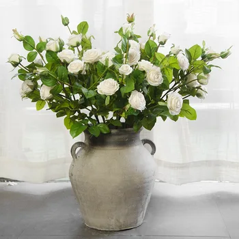 JAROWN Umelé 5Heads Anglicko Ruže Kvety Falošné Simulácia Hodvábu Kvetov Pre Hotel Svadobné Domáce Dekorácie Príslušenstvo