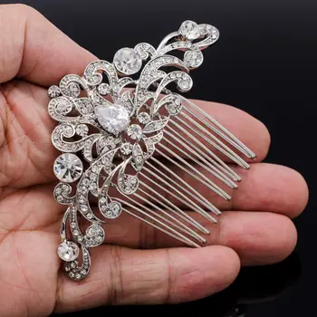Jasné Drahokamu Crystal Kvet Vlasy Hrebeňom Svadobné Svadobné Vlasy pin Príslušenstvo Šperky CO1460R