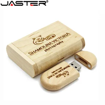 JASTER 1PCS zadarmo vlastné logo drevené + Box Osobné LOGO kl ' úč 4 GB 16 GB 32 GB usb Flash Disk U diskov Memory stick svadobný Dar