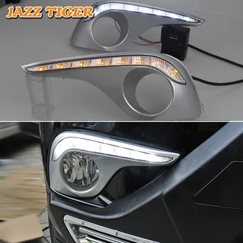 JAZZ TIGER 2KS Žltá Zase Signál Funkcia 12V Auto DRL LED Denných prevádzkových Svetla Denné svetlo Pre Toyota Highlander 2012 2013