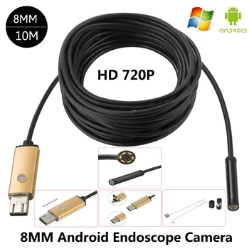 JCWHCAM 8 MM Objektív Android USB Endoskop 2M/5M/10M 6 Led Kontrola OTG Borescope Endoscop Vodotesné Mini Kamera Pre Android PC