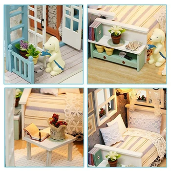 JE SHENG Miniatúrne DIY domček pre bábiky S Furnitures Drevený Dom cutebee Hračky Pre Deti Narodeniny Klasické Vianočné Darčeky