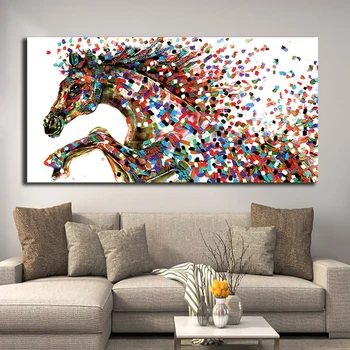 Jeden Farebné Kôň Olejomaľba Zvieratá Plagát A Vytlačí Dekor Pre Obývacia Izba Plátno Na Maľovanie Na Stenu Umenie Obrázok Domov Plagáty