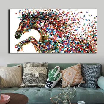Jeden Farebné Kôň Olejomaľba Zvieratá Plagát A Vytlačí Dekor Pre Obývacia Izba Plátno Na Maľovanie Na Stenu Umenie Obrázok Domov Plagáty