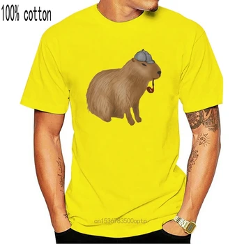 Jeden yona Capybara T Shirt Sherlock Capybara T-Shirt Short-Sleeve Muž Tee Tričko 4xl Módne 100 Bavlna Zábava Vytlačené Tričko