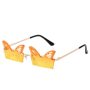 Jedinečným spôsobom bez obrúčok Motýľ Vzor slnečné Okuliare Ženy, Luxusné Dizajnér Slnečné Okuliare Pre Ženy Trend Frameless Okuliare UV400
