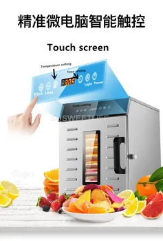 Jedlo Dehydratácia Vlasov Sušené Ovocie Stroj pre Domácnosť a Komerčné Smart Touch 8-vrstva Kapacita Visual Dvere Osvetlené