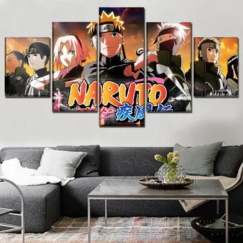 Jedna Sada 5 Panely Anime Plagát Naruto Znaky Plagát Kvalitné Plátno Tlačiť Maľovanie Moderné Nástenné Art Domova Rámec