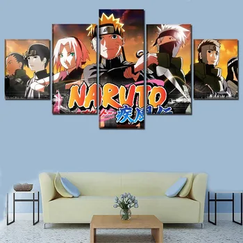 Jedna Sada 5 Panely Anime Plagát Naruto Znaky Plagát Kvalitné Plátno Tlačiť Maľovanie Moderné Nástenné Art Domova Rámec