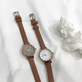 Jednoduchá malá dial ženy biele hodinky ulzzang luxusné značky quartz žena hodiny retro vintage hodinky kožené dámske náramkové hodinky