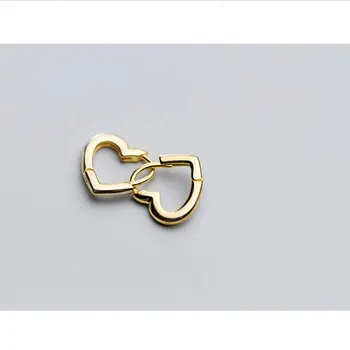 Jednoduché 925 Sterling Silver Srdce Hoop Náušnice Pre Ženy Fenku Piercing Kruhu Zlaté Náušnice Obruče Ucho Príslušenstvo Šperky