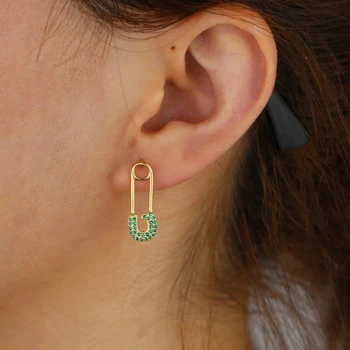 Jednoduché minimálne ženy šperky, Zlato, 5 farebné cz spevnené bezpečnostné pin spinky stud módne náušnice
