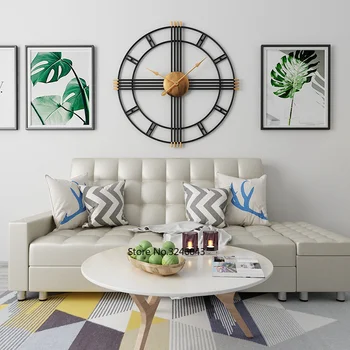 Jednoduché nástenné hodiny Európsky štýl kovaného železa osobnosti obývacia izba hodiny creative móde stlmiť domov moderné dekoratívne hodiny