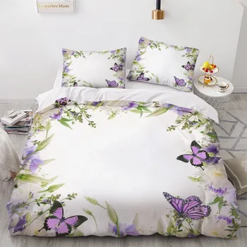 Jednoduché posteľná bielizeň Sady 3D Rastlina, Kvet Povlaky na Prikrývku Kryt Nastaviť Cumlík Posteľná obliečka na Vankúš Kráľ, Kráľovná Full Double Domov Texitle