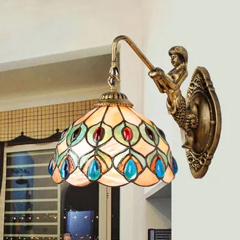 Jednoduché svietidlo nástenné svietidlo shell páva kúpeľňa zrkadlo svetlometu svietidlo nástenné svietidlo shell Európskej pastoračnej štýl