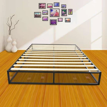 Jednoduché Základné Železa Posteľ Queen Size Čierna Hmotnosť Kapacita 250 kg Železa, Dreva Roštov posteľ Posteľ rám Nordic minimalistický nábytok posteľ