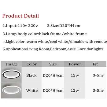 Jednoduché Čierne Biele Moderné Led Stropné Svietidlo Minimalistický Osvetlenie Pre Spálne, Chodby, Chodby, Balkón Výzdoba Domov Stropné Lampy