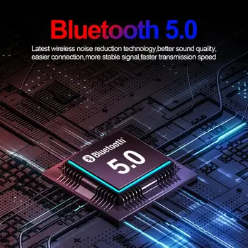 JEELOCK Bluetooth 5.0 Bezdrôtové Slúchadlá 9D Stereo Zvuk Dotykový Ovládací IPX7 Vodotesný s 7000mAh LED Smart Power Plnenie Box