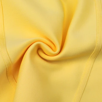Jeleň Lady Dlhý Rukáv Obväz Šaty 2019 Ženy Žltá Bodycon Zimné Šaty Mini Sexy Obväz Šaty Strany Celebrity Bodycon Šaty