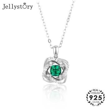 Jellystory 925 sterling silver ženy náhrdelník s emerald drahokam prívesok luxusné šperky pre svadobné zásnubný dar wholeslae