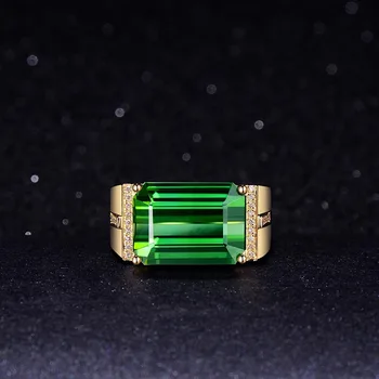 Jellystory Luxusné Krúžok pre Mužov 925 sterling silver s obdĺžnik emerald drahokam šperky nastaviteľné prstene, svadobné party dary
