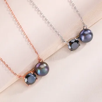 Jellystory trendy 925 sterling silver jemné šperky náhrdelník s black pearl obsidian prívesok pre ženy-svadobné hostiny, párty