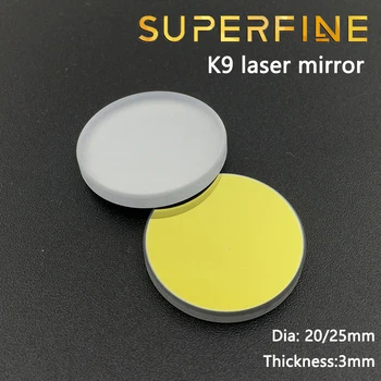 Jemný Dia 20 mm 25 mm skla K9 CO2 laser s odrazom zrkadla, zlato povlak pre laserové rytie Stroj na rezanie