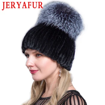 JERYAFUR ruskej módy noriek fox kožušiny klobúk módne zimné žien noriek kožušiny spp lyžiarske spp kožušiny spp