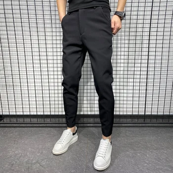 Jeseň A V Zime Teplý Hárem Nohavice Mužov Oblečenie 2021 Kórejský Módne Slim Fit Príležitostných Bežcov Čierne Nohavice Hip Hop Streetwear 36-28