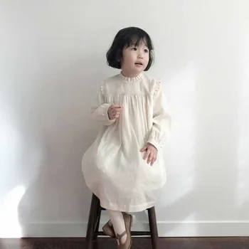 Jeseň Baby Dievčatá Dlhý Rukáv Šaty Baby Girl Dress Volánikmi Bielizeň Šaty Princezná Jeseň Oblečenie Značky Bavlna 2019 Japonskom Štýle