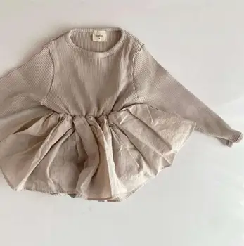 Jeseň Baby Kombinézach Sukne Jednotné Oblečenie Bavlna Pletený Rebrovaný Jumpsuit Baby Chlapci, Dievčatá Oblečenie
