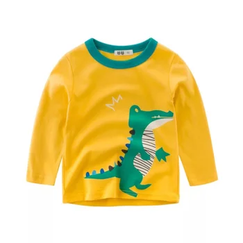 Jeseň Dieťa Boys Cartoon Šokovaný Dinosaura Divoký Krokodíla T-Shirt Deti Outdoor Dlhým Rukávom, Bavlna Klesnutie Tričko