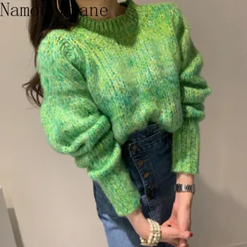 Jeseň Zima Príčinné Teplý Pulóver Knitwear kórejský 2020 Multi-farebné Pletené Top Ženy, Dlhý Rukáv O-krku Sveter