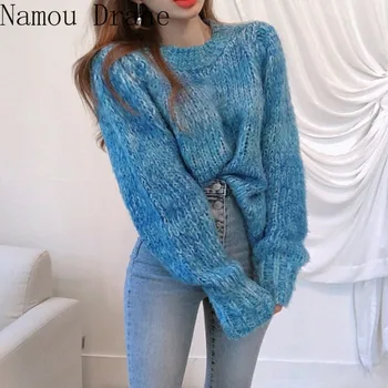 Jeseň Zima Príčinné Teplý Pulóver Knitwear kórejský 2020 Multi-farebné Pletené Top Ženy, Dlhý Rukáv O-krku Sveter