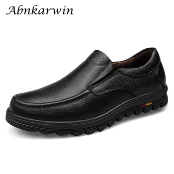 Jeseň Zima Čierna Hnedá Slip-On Pánske Kožené Topánky Originálne Kvalitné Luxusné Zapatos Hombre Bežné Cuero Pre Dospelých Veľkosť 47