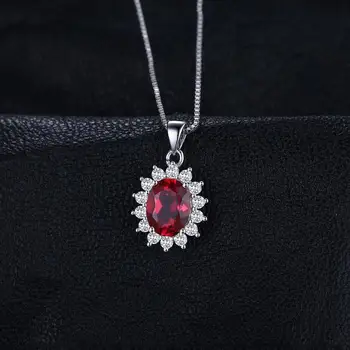 JewelryPalace 3ct Vytvorené Red Ruby Náhrdelník Prívesok 925 Sterling Silver Drahokamy Choker Vyhlásenie Náhrdelník Žien Č Reťazca