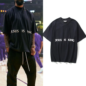 Ježiš Je Kráľ Kanye West T Shirt Streetwear Mužov Pena Tlač Tshirts Hip Hip Zvláštnejšie Veci Vintage Nadrozmerné Mužov Tshirts Tees