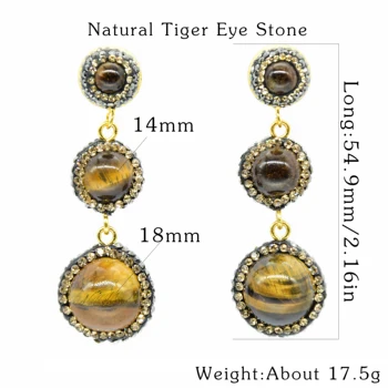 JH SHPIN Prírodného Kameňa Náušnice Ručne vyrábané Šperky Okrúhle Korálky Geometrie Charms Dlhé Náušnice Pre Ženy 2019 Módne Šperky EH0111